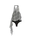 Coperni Check-pattern Halterneck Top In Gray