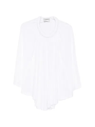 Coperni Round Neck Sleeveless Top Pleated Design In White