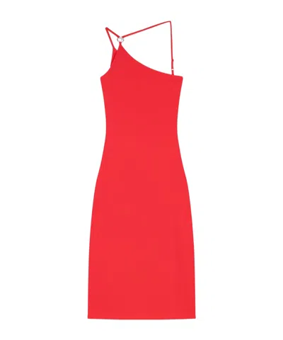 Coperni C-logo One Shoulder Dress In Red