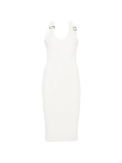 Coperni C-logo Ribbed Midi Dress In White