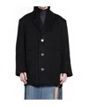 Coperni Collarless Long-sleeve Coat In Black