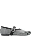 Coperni 'colette' Multicolor Ballet Flats With Five-toe Design And All-over Applied Crystals In Tech Fabric In Silver