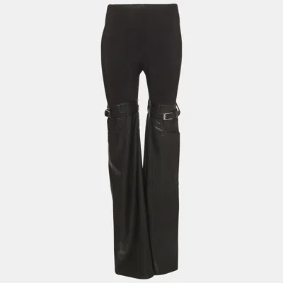 Pre-owned Coperni Coperini Black Jersey & Faux Leather Wide Legged Pants S