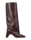 Coperni Bridget 90 Leather Knee-high Boots In Burgundy