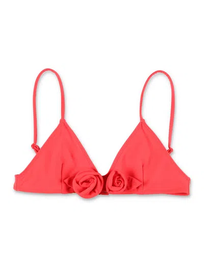 Coperni Flower Detail Bikini Top In Red