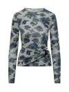 Coperni Top With Floral Print And Side Buckle In Multi