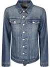 Coperni Denim Body Jacket With Pointed Collar In Blue