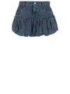 Coperni Blue Miniskirt With Logo Patch On The Rear And Gathered Hem In Denim Woman