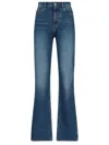 Coperni Mid-blue Straight-leg Cropped Jeans With Leather Detail In Blue
