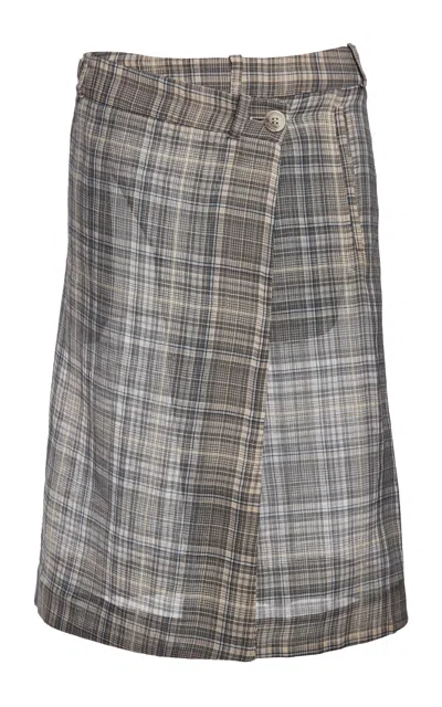 Coperni Cotton Pleated Circular Midi Skirt In Gray