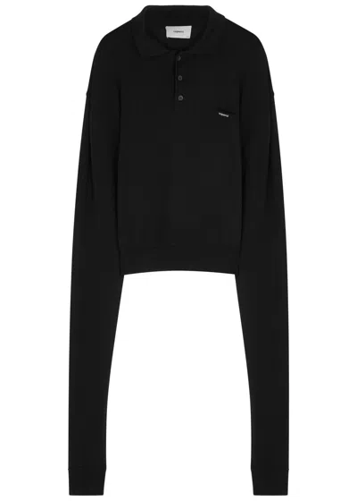 Coperni Cotton Polo Jumper In Black