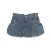 Coperni Blue Miniskirt With Logo Patch On The Rear And Gathered Hem In Denim Woman