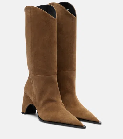 Coperni Cowboy Suede Knee-high Boots In Brown