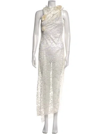Pre-owned Coperni Cowl Neck Long Dress In White