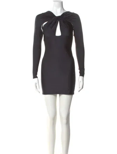 Pre-owned Coperni Cowl Neck Mini Dress In Gray