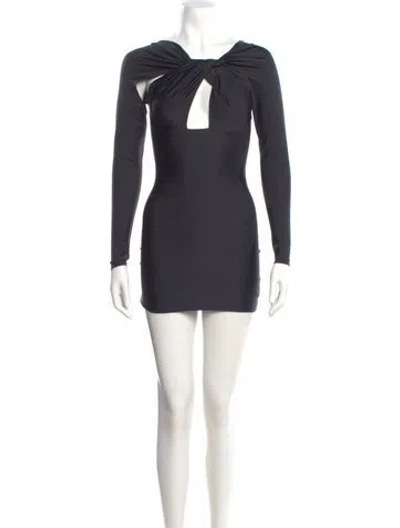 Pre-owned Coperni Cowl Neck Mini Dress In Gray