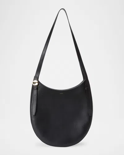 Coperni Crescent Leather Hobo Bag In Black