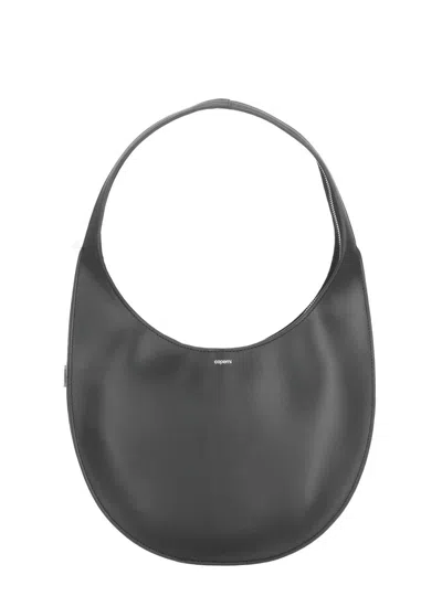 Coperni Crescent-shaped Soft Leather Shoulder Bag With Contrasting Logo In Black