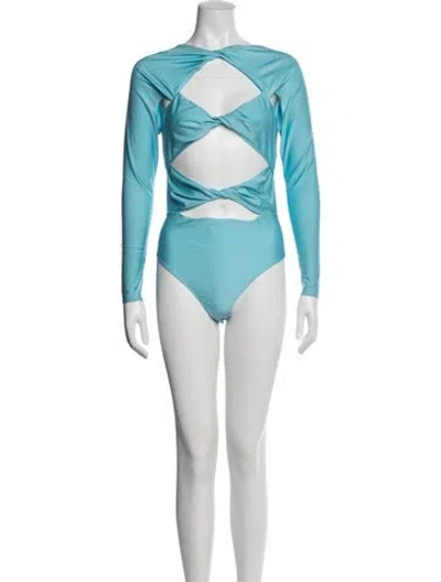 Pre-owned Coperni Crew Neck Long Sleeve Bodysuit In Blue