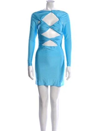 Pre-owned Coperni Crew Neck Mini Dress In Blue