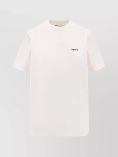 Coperni Crew Neck Ribbed Profiles Short Sleeves Cotton T-shirt In White