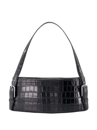 Coperni Croc-effect Buckle-detail Shoulder Bag In Black