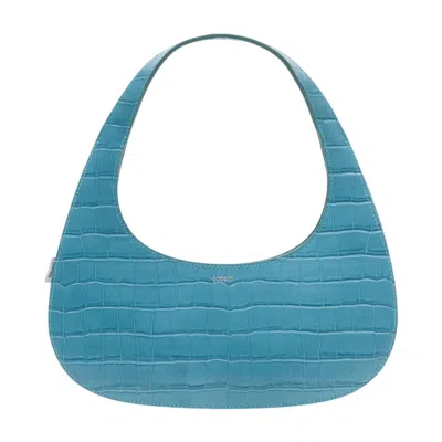 Coperni Croc-embossed Calfskin Shoulder Bag In Blue