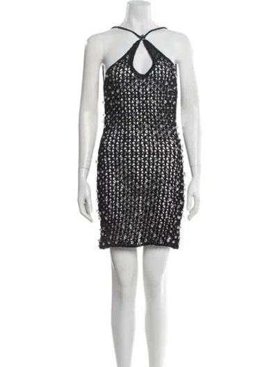 Pre-owned Coperni Crochet Mini Dress In Black
