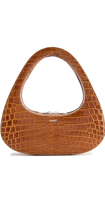 COPERNI CROCO BAGUETTE SWIPE BAG BROWN CAMEL