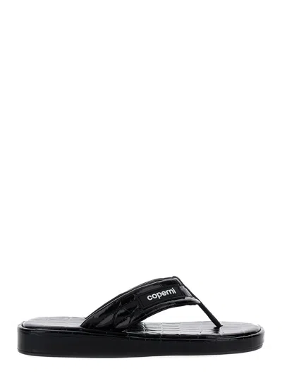 Coperni Black Quilted Flip Flops