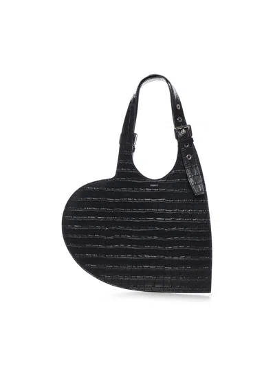 Coperni Croco Heart Leather Bag In Black