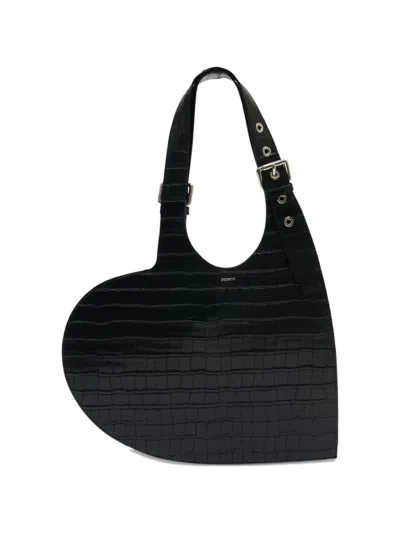 Coperni Croco Heart Tote Shoulder Bag In Black