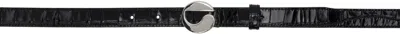 Coperni Croco Logo Skinny Belt In Black
