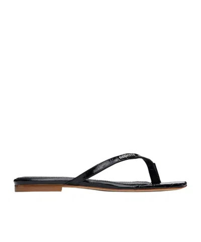 Coperni Croco Slanted Flip Flops In Black