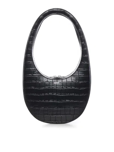 Coperni Croco Swipe Leather Shoulder Bag In Black
