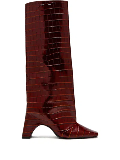 Coperni Crocodile-effect Square-toe Knee-high Boots