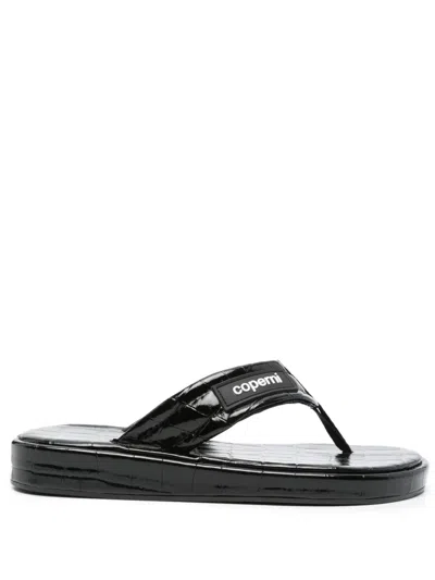 Coperni Croco Branded Flip Flop In Black