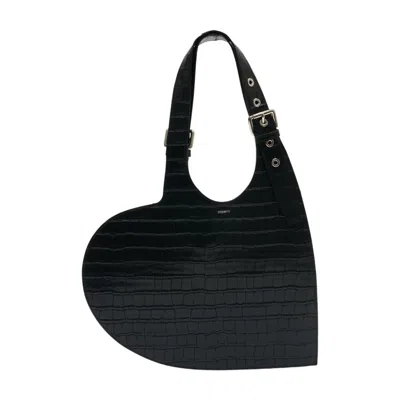 Coperni Crocodile-embossed Calfskin Shoulder Bag In Black