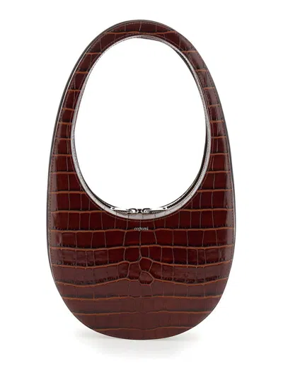 Coperni 'crocoswipe' Brown Handbag With Embossed Logo And Embossed Crocodile Effect