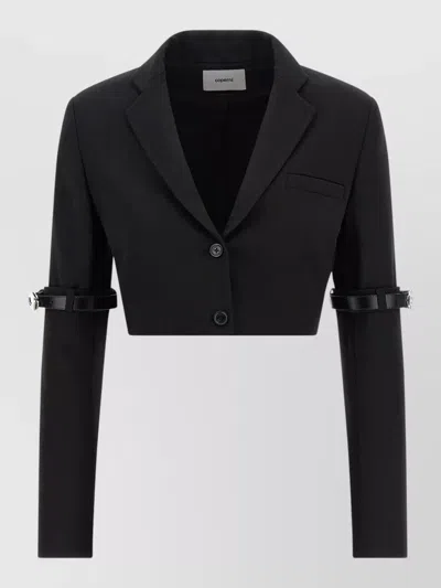 Coperni Cropped Blazer Jacket Long Sleeves Buckle Strap In Black