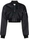 Coperni Cropped Cutout Shell Bomber Jacket In Black