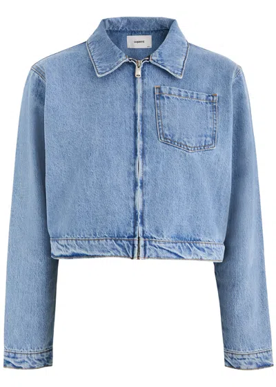 Coperni Cropped Denim Jacket In Light Blue