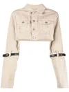 Coperni Cropped Denim Jacket In Neutrals