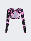 Coperni Sleeved Floral Knot Top In Multi