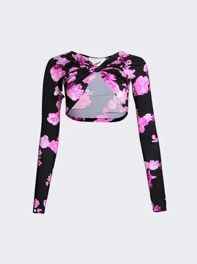 Coperni Sleeved Floral Knot Top In Black
