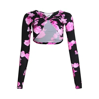Pre-owned Coperni Cropped Draped Top 'pink/black'