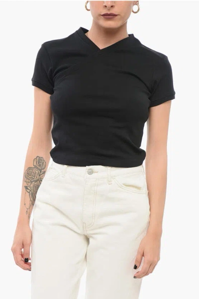 Coperni Cropped Fit T-shirt With Wrap Design In Black