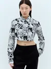 Coperni Comic Strip-print Cropped Cotton Shirt In Black