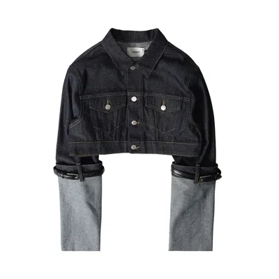 Pre-owned Coperni Cropped Hybrid Denim Jacket 'blue' | Women's Size 38