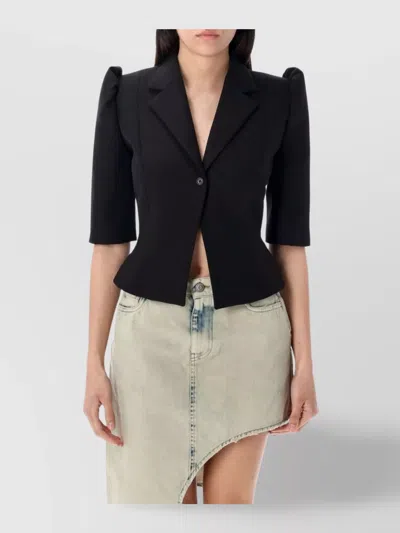 Coperni Cropped Slim-fit Tailored Jacket With Puff Sleeves In Black